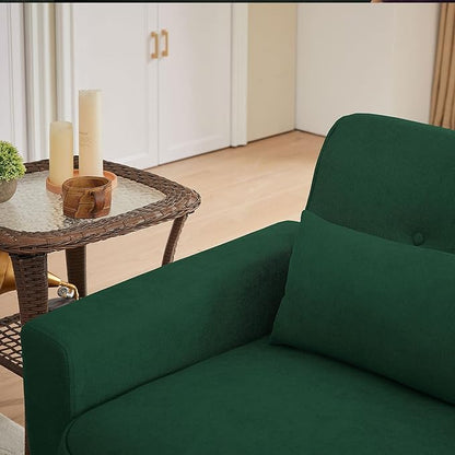 48" Loveseat Sofa, Mid Century Modern Small Couches for Living Room Bedroom Apartment, 2 Seater Love Seat, 2 Throw Pillows and Plastic Legs, Green