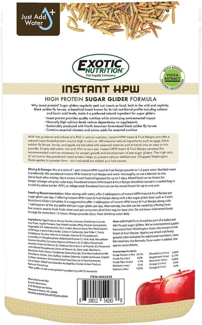 Exotic Nutrition Sugar Glider Essential Deluxe Food Starter Package - Chicken Based High Protein Kibble, Healthy Dried Vegetable Mix, Instant-HPW Enriched Powdered Diet