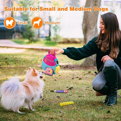 Hide and Seek Dog Toys, Squeaky Interactive Puzzle Dog Toys for Boredom and Stimulation, Dog Enrichment Toys with Rope for Small and Medium Dogs