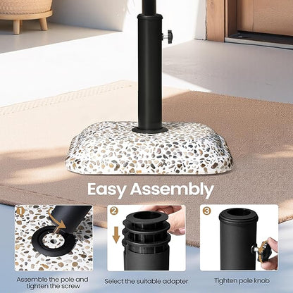 VredHom Patio Umbrella Base, 45lbs, Square Cobblestone Concrete Stand, Heavy Duty Market Umbrella Stand for Outdoor, Lawn, Deck, Poolside