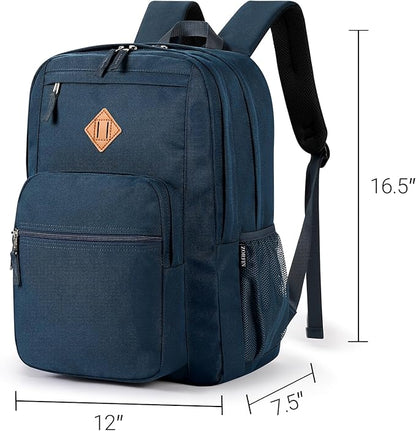 ZORFIN 26L Backpack for College, and Travel: Water Resistant Bookbag - Steel blue