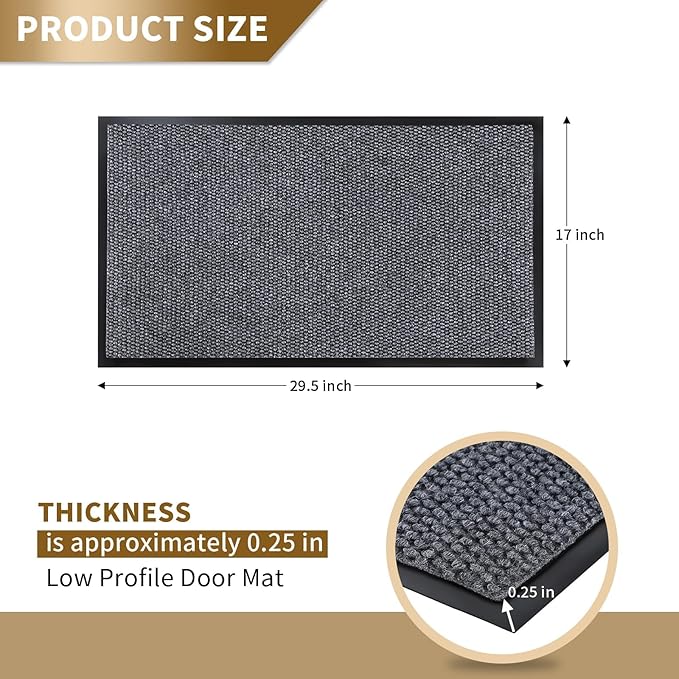 Yimobra Doormat Outdoor Indoor Entrance 29.5 x 17, All-Season All-Weather Front Door Mat, 100% Waterproof Welcome Matt for Floor Garage Outside Entry, Stain and Fade Resistant,Gray White