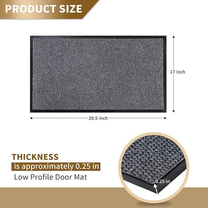 Yimobra Doormat Outdoor Indoor Entrance 29.5 x 17, All-Season All-Weather Front Door Mat, 100% Waterproof Welcome Matt for Floor Garage Outside Entry, Stain and Fade Resistant,Gray White