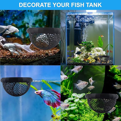 2PCS Floating Betta Hammock & Shrimp Shelter, Beta Fish Tank Decor, Aquarium Beta Hideout, 3D Printed Aquarium Decor with Feeding Ring, Safe Resting Spot for Betta Fish, Shrimp and Small Fish