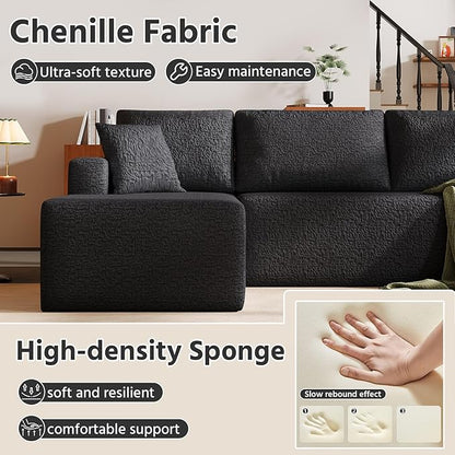 140" Modular U-Shaped Sectional Sofa, 7-Seater Cloud Couch with Double Chaise, Modern Sleeper Sofa,No Assembly Sectional Cloud Boneless Sofa Couches for Living Room/Apartment