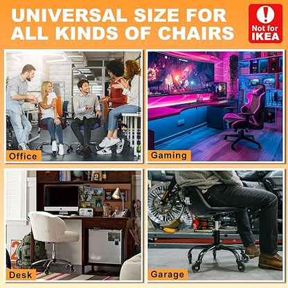 FreekyFit Office Chair Wheels for Casters Replacement - 3" Rubber Wheels for Computer Gaming Desk Caster Smooth & Safe Rolling for All Floors Including Hardwood and Carpet - Set of 5 - Modern