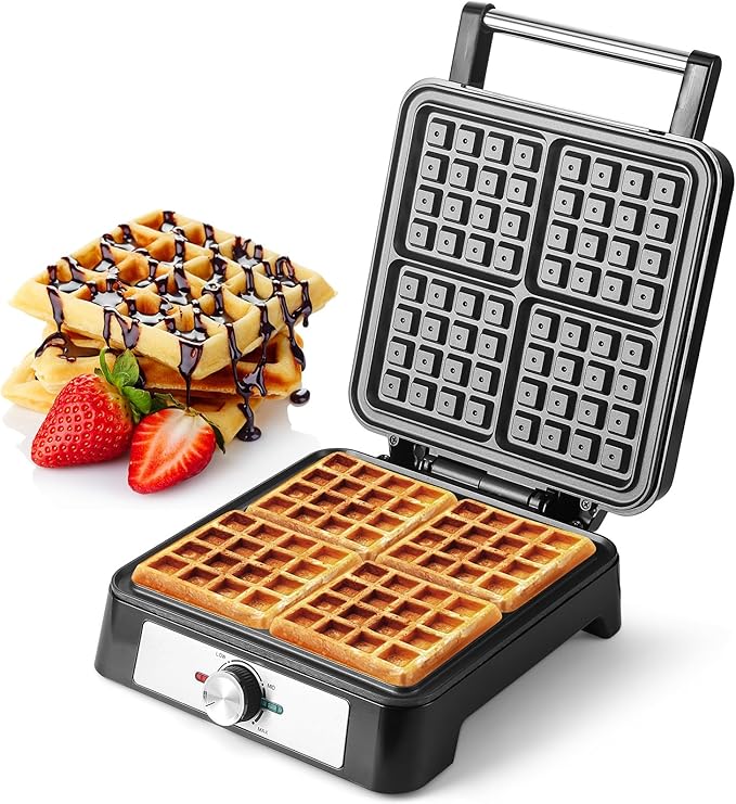 Waffles Maker Waffle Iron, 4 Belgian Square Waffle Maker, Belgian Waffle Maker