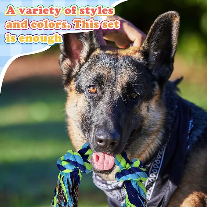 Wettarn 15-Piece Dog Rope Toys - Heavy Duty Cotton, Tough Tug Toys for Aggressive Chewers, Medium to Large Breeds, Puppy Teeth Cleaning, 5 Types