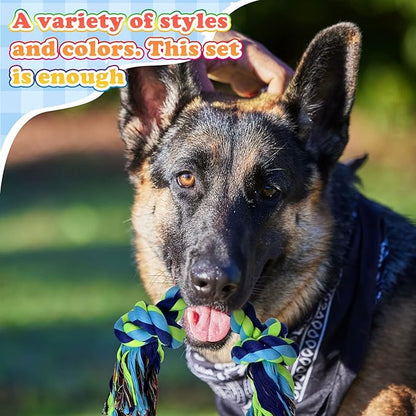 Wettarn 15-Piece Dog Rope Toys - Heavy Duty Cotton, Tough Tug Toys for Aggressive Chewers, Medium to Large Breeds, Puppy Teeth Cleaning, 5 Types
