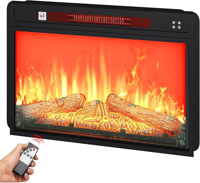 DWVO 23 Inches Electric Fireplace Insert, Recessed Fireplace Heater