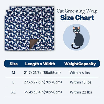 Paw Legend 27.6" Cat Wrap for Grooming Cat Wrap for Cutting Nails Cat Restraint for Nail Clipping Self Adhesive Blanket Restraint Cloth for Cats Within 15lbs