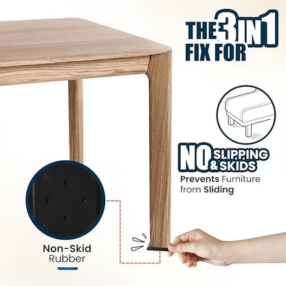 Stable the Table-6 Pack-Black Square, Furniture Leveler & Riser, Anti-Slip Sofa Gripper for Hardwood Floors, Floor Protector, Stacking Furniture Pad, Bed, Desk, Couch & Table Stabilizer, Made in USA