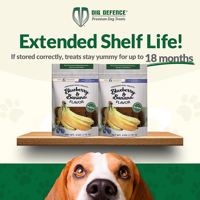Dig Defence Premium Dog Treats - Blueberry and Banana, Natural Ingredients, Baked Gourmet Snacks for Small & Big Dogs, Healthy Training Treat, 2 Pack