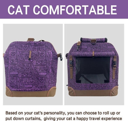 Extra Large Cat Carrier Soft Sided, Portable Small Dog Carrier for 2 Cats, 24"x16.5"x16" Car Travel Folding Comfortable Design, Purple