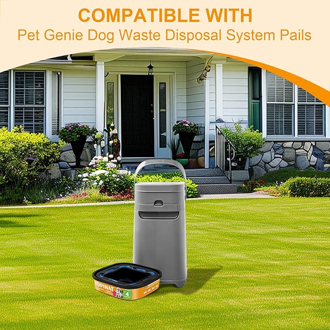 Jumbo Square Refill Bags 4 Pack Lasts Up to 16 Months Compatible with Pet Genie Dog Waste Disposal System Pails Lavender Scented Dog Poop Bags for Dogs 7-Layers EVOH Pet Waste Refills for Odor Control