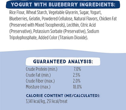 Ultra Chewy Yogurt with Blueberry Double Treat Bones: Long-Lasting Dog Treats Made in USA for Large and Small Breeds, Highly Digestible (24 Count)