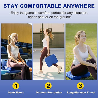 FASTMOMENT 2 Pcs Stadium Seat Cushions - Outdoor Seat Cushions for Bleachers Fashion & Portable Stadium Cushions with Decorative Strips Water-Repellent Stadium Seats for Outdoor Sports Events (Blue)