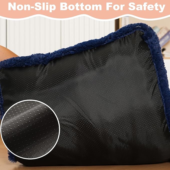 Bedfolks Plush Dog Crate Pad, Washable Dog Kennel Bed 41"x27", Faux Fur, Waterproof, Extra Large, Dark Blue