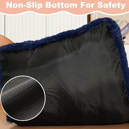Bedfolks Plush Dog Crate Pad, Washable Dog Kennel Bed 41"x27", Faux Fur, Waterproof, Extra Large, Dark Blue