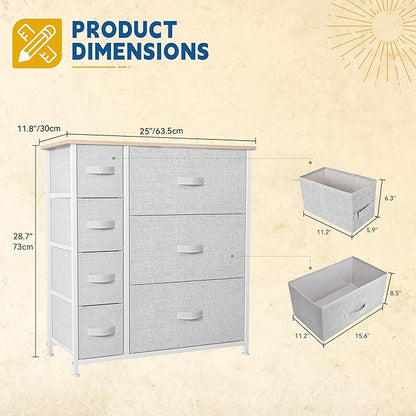 DWVO Dresser for Bedroom, 7 Drawers Fabric Dresser, Organizer Unit for Living