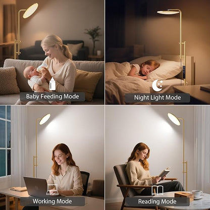 SUNMORY 32W/3000LM Floor Lamps, Super Bright LED Standing Lamp with Remote Control, Adjustable Tall Lamp with 350°Rotating Head, Modern Dimmable Torchiere Corner Lamp for Living Room, Bedroom, Office