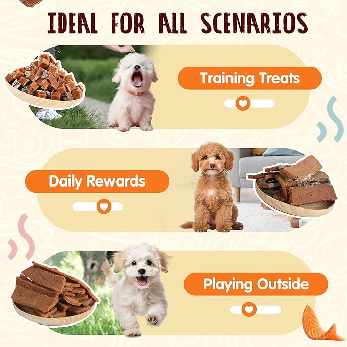 PAWUP Salmon Treats for Dog, Soft Healthy Dog Salmon Jerky, High Protein Dogs Snacks, Human Grade Salmons Fillets with Taurine,12.5oz (Smoked Flavor)