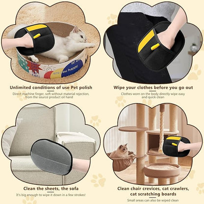 2PCS Pet Hair Remover Gloves, Electrostatic Pet Hair Removal Gloves for Cats & Dogs, Reusable Double Sided Pet Hair Remover,Versatile Grooming Gloves for Washing, Deshedding, Grooming