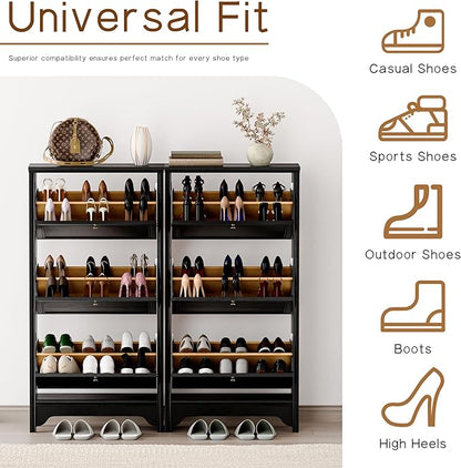 Chogori 3-Tier Shoe Cabinet – Solid Wood Entryway Shoe Storage Organizer
