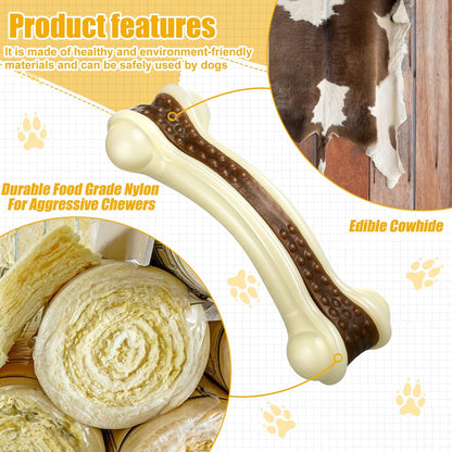 Sosation 6 Pcs Dog Toys for Aggressive Chewers Nylon Beef Flavor Bones Tough Puppy Teething Toys Puppy Chew Bones for Large Medium Small Breed Dogs Puppies Pets Chew Toys(Medium)