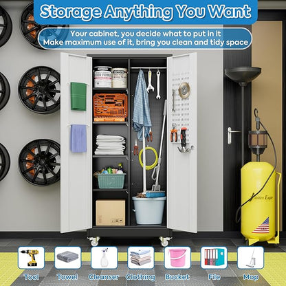 SUXXAN Broom Closet Storage Cabinet, Metal Cabinets