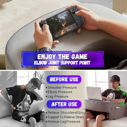 cooloo8 Reading Pillow for Gaming, Extra Large Laptop Pillow for Adult, Memory Foam Lap Desk Gaming Pillow for Reading, Working, Playing Steam Deck Switch or Sitting in Bed Floor Sofa(Grey)