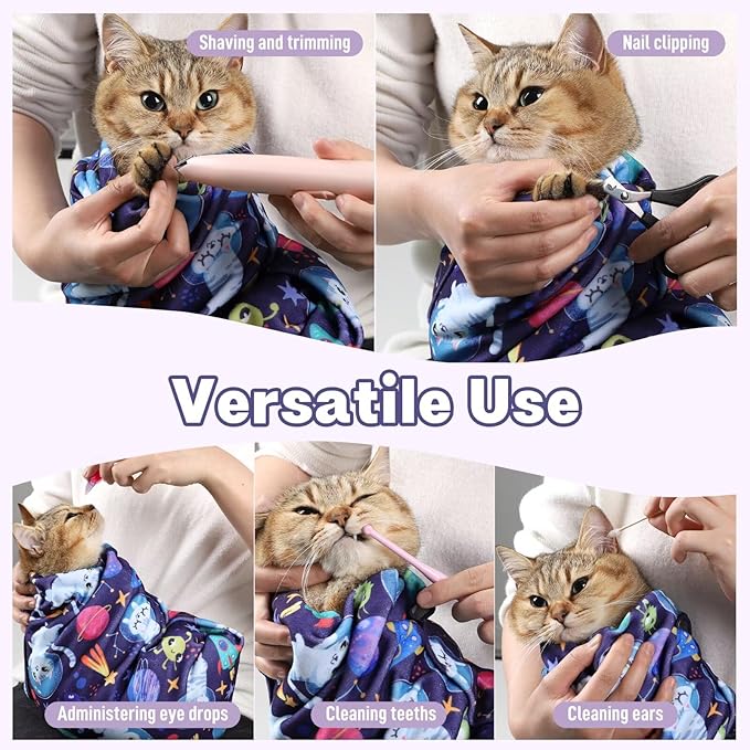 Paw Legend 27.6" Cat Wrap for Grooming Cat Wrap for Cutting Nails Cat Restraint for Nail Clipping Self Adhesive Blanket Restraint Cloth for Cats Within 15lbs