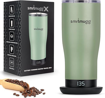 X Heated Coffee Mug 19 oz., 8 Hour Battery Life, Self-Heating, Adjustable Temp