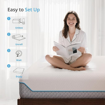 EGOHOME 12 Inch Queen Mattress in a Box, Gel Infused Memory Foam Mattress with Cooling Cover, Medium Firm for Back Pain Relief, Foam Made in USA, Fiberglass Free, CertiPUR-US Certified, 60”x80”x12”