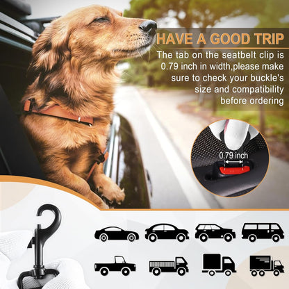 LivTee Dog Seat Belt for Car, Retractable Pet Safety Harness, Adjustable Nylon Dog Seatbelt Leash, Comfortable Dog Accessories for Vehicles (Light Pink-2PCS)