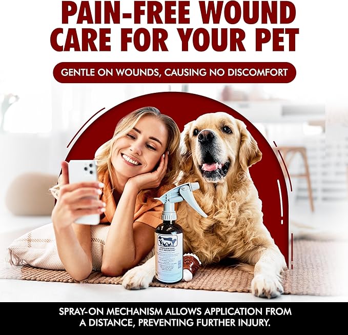 Underwood Pet Wound Care Spray – Versatile & Economical Wound Care Solution for All Animals - Prevents Infections, Gentle & Easy to Use - Antiseptic Spray Suitable for Cuts, Scrapes & Open Wounds