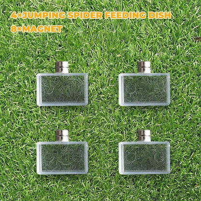4 Pack Jumping Spider Accessories, Tiny Water Dish with Magnet for Jumping Spider, Tarantula Enclosure Accessories, Little Food Bowl for Jumping Spider, Tarantula, Other Small Pets