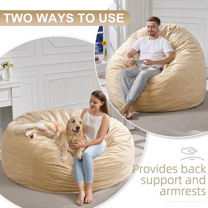 Hobestluk 5FT Bean Bag Chair Giant Bean Bag Chairs for Adults Large Bean Chairs with Removable Cover, Beanbag Chair with Filler, Adult Bean Bag Chairs for Living Room, Bedroom