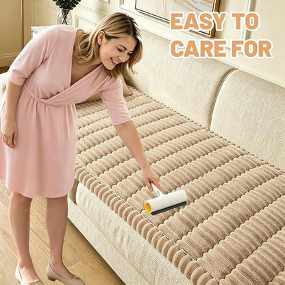 Couch Cover for Dogs Washable,Non Slip Fuzzy Durable Pet Friendly Cozy | Soft Slipcovers for 3 Cushion Sofa Cover,Plush Thick Protector Fits Mat Bed Leather & Fabric Couches (Brown 27.6"x82.7")