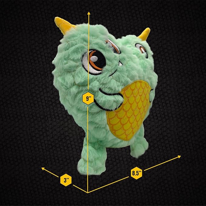Bite Force - Durable & Strong Dog Toy Blue Two Headed Monster with Squeaker, Kevlar-Reinforced for Aggressive chewers.