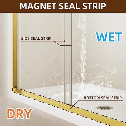 Shower Door, 44-48" W x 70" H Semi-Frameless Double Sliding Glass Shower Door