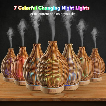 Boho Essential Oil Diffuser for Home Rattan Weaving