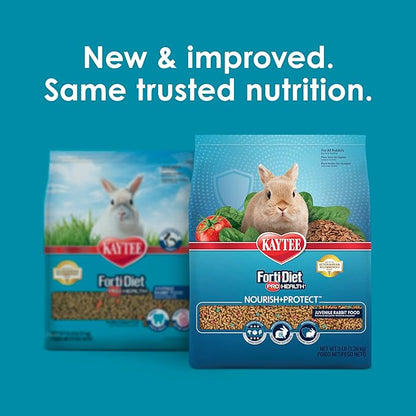 Kaytee Forti-Diet Pro Health Nourish+Protect Juvenile Rabbit Food, Comprehensive Nutrition Backed by Science, Digestive Health, Immune Support, 3 Pounds