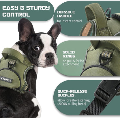 No Pull Dog Harness for Large Dogs, Adjustable No Choke Pet Vest with Dog Leash Fit Smart Reflective Pet Walking Harness for Training Easy Control Soft Handle Green L