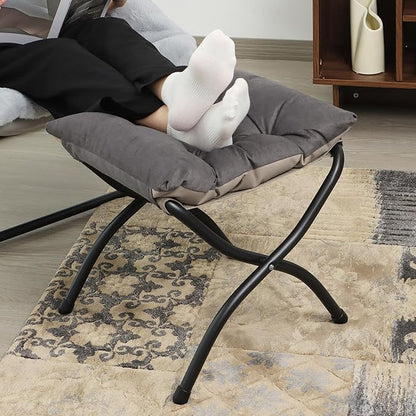 Mordchil HF 15"(H) Folding Ottoman, Foldable Footrest Stool, Portable Small Foot Stool for Couch, Collapsible Foot Rest Ottoman for Sofa, Accent Padded Ottomans for Living Room, Bedroom, Dark Coffee