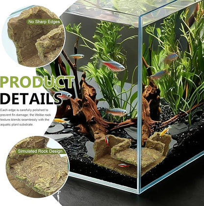 Aquarium Cave for Betta & Shrimp – Artificial Rock Hideout, Corner-Friendly Fish Tank Decor with Interactive Hiding Spots & Exploration Tunnel for Small Fish