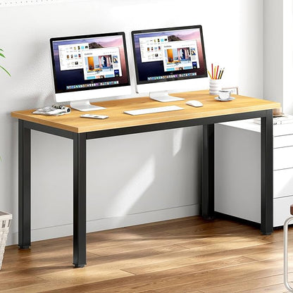 DlandHome Large Computer Desk, Composite Wood Board, Decent and Steady Home Office Desk/Workstation/Table 54.3inch Teak Black