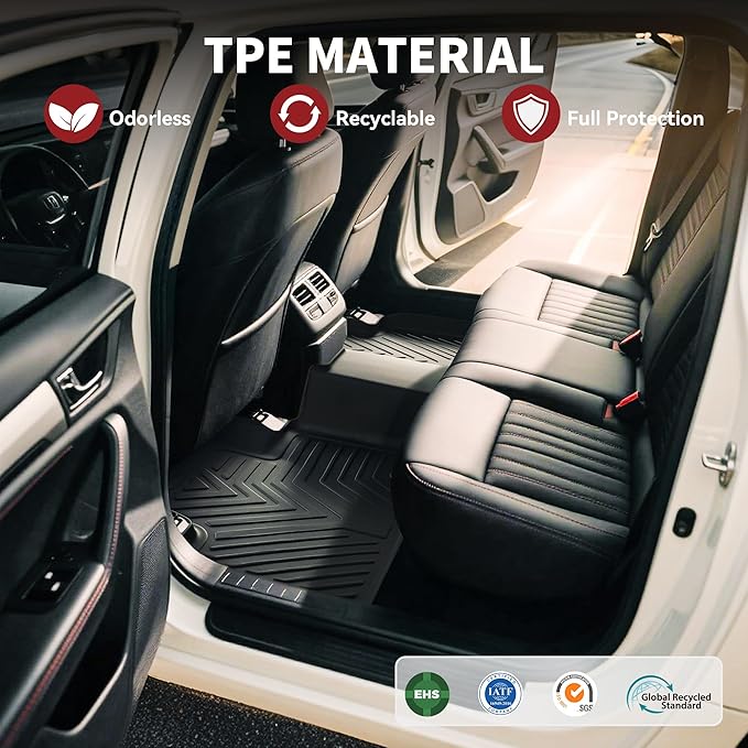 YITAMOTOR Floor Mats for Ford Expedition 2018-2024 7-Seater (Not for Max Model), Custom Fit All Weather TPE Mat, 18-24 Ford Expedition 7 Seats Accessories Floor Liners Full Set, Backrest & Cargo Liner