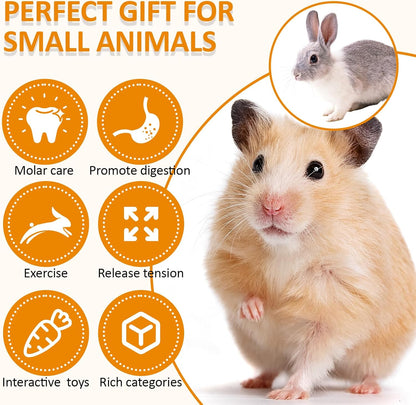 VESPRO Hamster Toys Set, Guinea Pig Toys Small Animal Chewing Toy and Rat Cage Accessories, Chinchillas, Gerbils, Rats, Rabbit Rodents Teeth Care, Apple Wood Timothy Hay Mouse Toy Swing Seesaw Bridge