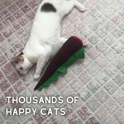Large Cat Toy Dino, Catnip Matatabi Silvervine Filled Help Relief Stress Interactive Indoor Cat Kicker with Bell and Smell (Purple)